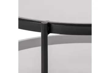 Rutkin Sofabord 79 cm Rundt med Opbevaring Hylde - Glas/Grå/Mat Sort - Møbler - Borde - Sofabord