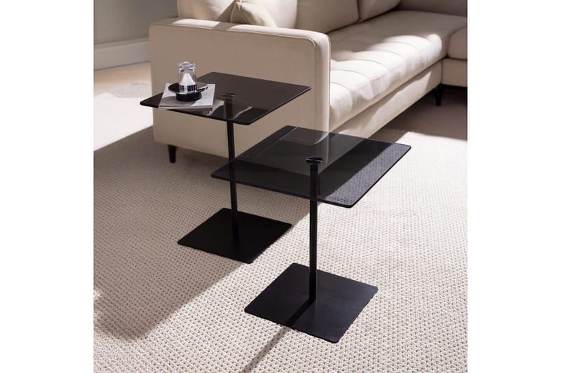 Sofabord Sæt Challur Sort / Røg - Sort - Møbler - Borde - Sofabord