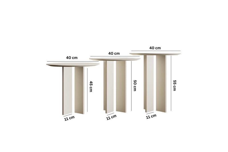 Sofabord Sæt Glenure Creme - Creme - Møbler - Borde - Sofabord