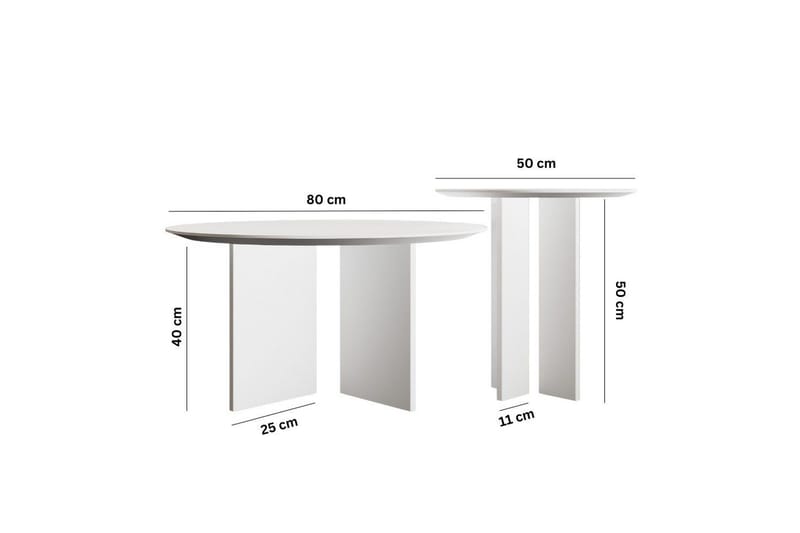 Sofabord Sæt Glenure Hvid - Hvid - Møbler - Borde - Sofabord