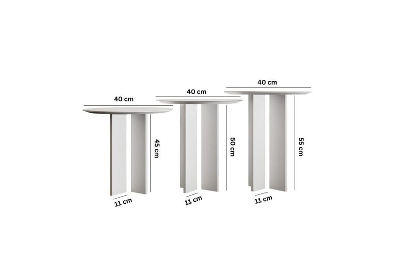 Sofabord Sæt Glenure Hvid - Hvid - Møbler - Borde - Sofabord