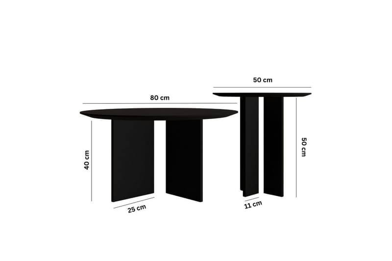Sofabord Sæt Glenure Sort - Sort - Møbler - Borde - Sofabord