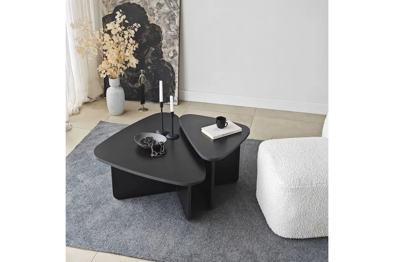 Sofabord Sæt Jewa Sæt Sort - Sort - Møbler - Borde - Sofabord