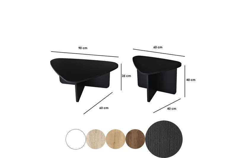 Sofabord Sæt Jewa Sæt Sort - Sort - Møbler - Borde - Sofabord