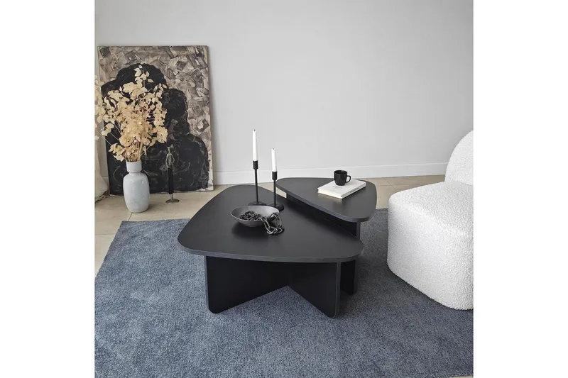 Sofabord Sæt Jewa Sæt Sort - Sort - Møbler - Borde - Sofabord