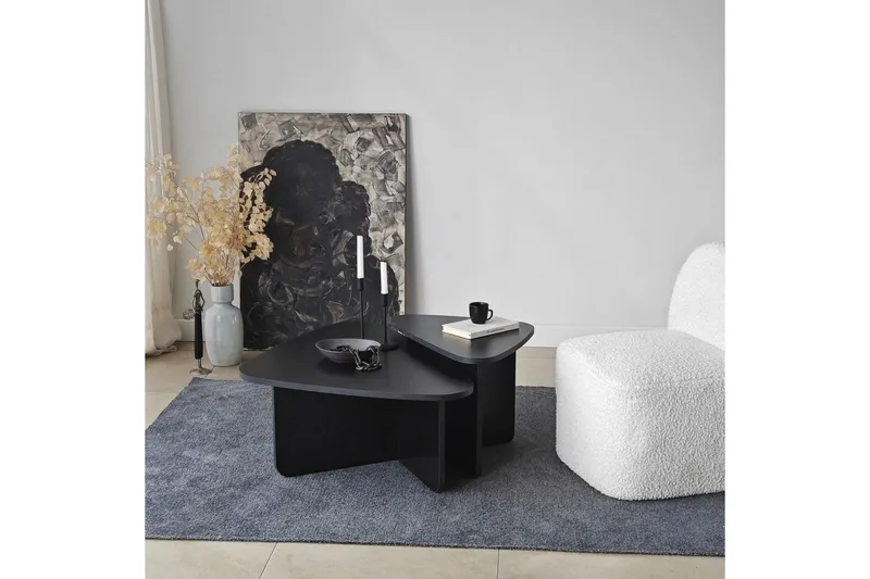 Sofabord Sæt Jewa Sæt Sort - Sort - Møbler - Borde - Sofabord