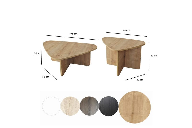 Sofabord Sæt Jewa Sæt Sudamal Eg - Sudamal Eg - Møbler - Borde - Sofabord