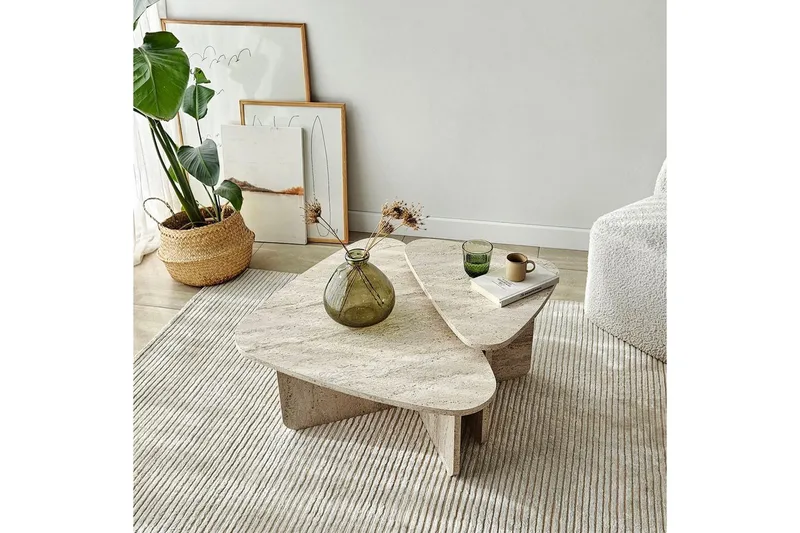 Sofabord Sæt Jewa Sæt Travertin - Travertin - Møbler - Borde - Sofabord