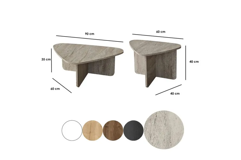 Sofabord Sæt Jewa Sæt Travertin - Travertin - Møbler - Borde - Sofabord