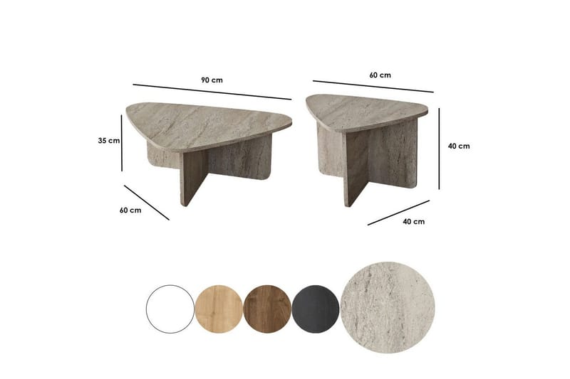 Sofabord Sæt Jewa Sæt Travertin - Travertin - Møbler - Borde - Sofabord