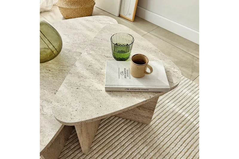 Sofabord Sæt Jewa Sæt Travertin - Travertin - Møbler - Borde - Sofabord