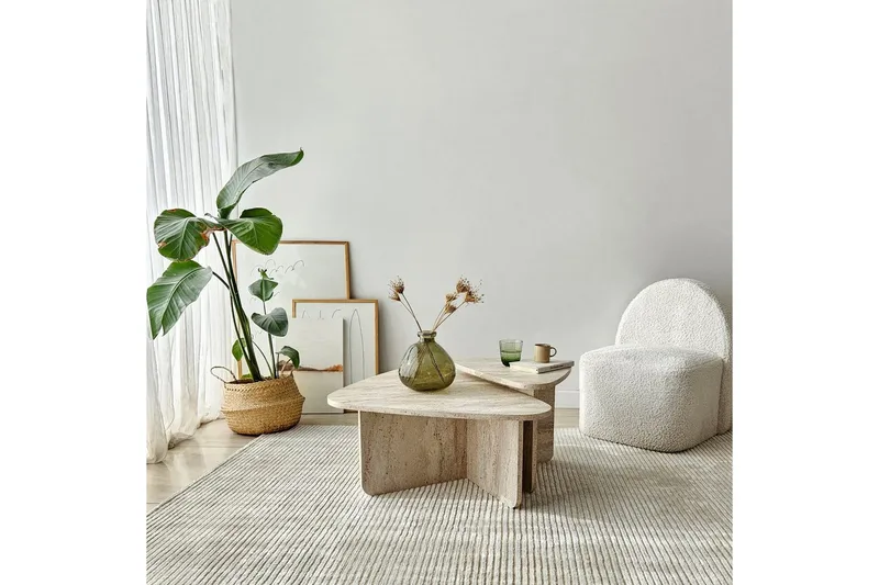 Sofabord Sæt Jewa Sæt Travertin - Travertin - Møbler - Borde - Sofabord
