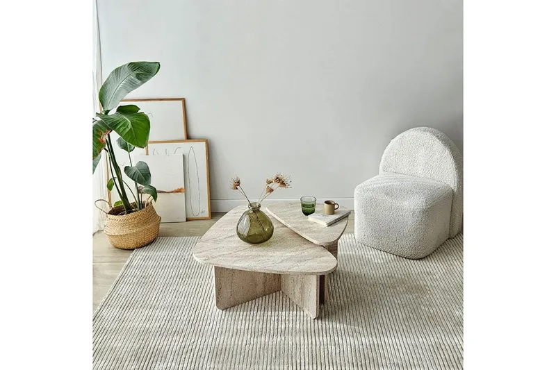 Sofabord Sæt Jewa Sæt Travertin - Travertin - Møbler - Borde - Sofabord
