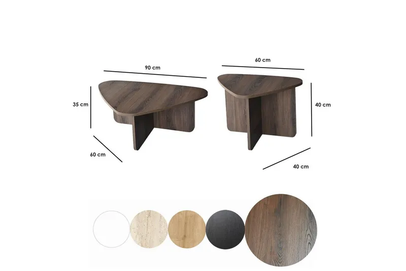 Sofabord Sæt Jewa Sæt Valnød - Valnød - Møbler - Borde - Sofabord