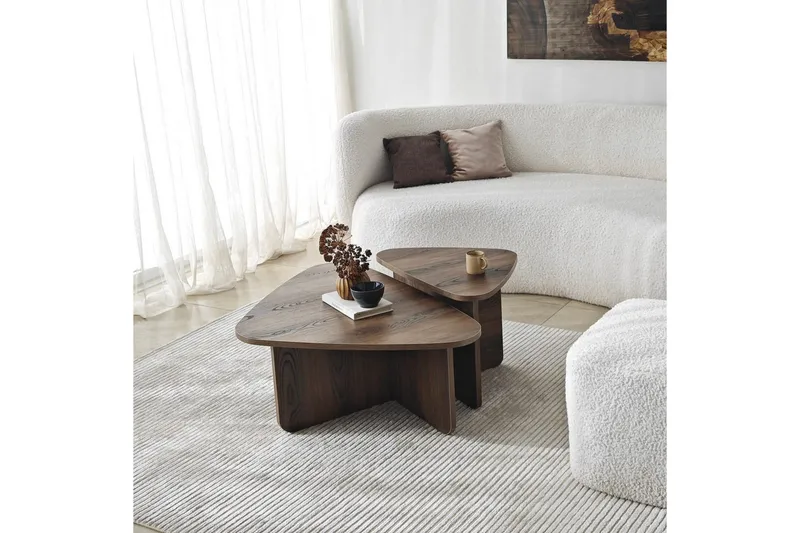 Sofabord Sæt Jewa Sæt Valnød - Valnød - Møbler - Borde - Sofabord