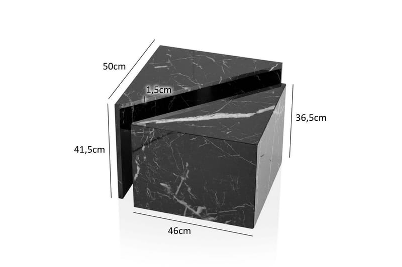 Sætbord Wohnling Sæt af 2 MONOBLOC højglans trekantet, moderne stil Marmor, Sort - Marmor, Sort - Møbler - Borde - Sofabord