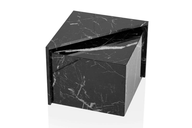 Sætbord Wohnling Sæt af 2 MONOBLOC højglans trekantet, moderne stil Marmor, Sort, Marmor, Sort