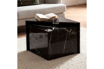 Sætbord Wohnling Sæt af 2 MONOBLOC højglans trekantet, moderne stil Marmor, Sort - Marmor, Sort - Møbler - Borde - Sofabord