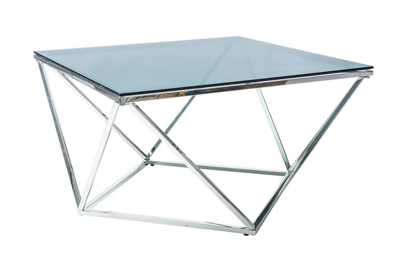 Sølvo Sofabord 80 cm - Glas/Sølv - Sofabord