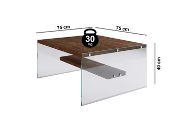 Sabani Sofabord 75 cm med Opbevaring Hylde - Glas/Brun - Møbler - Borde - Sofabord