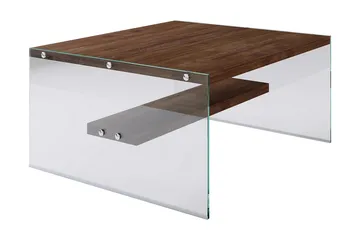 Sabani Sofabord 75 cm med Opbevaring Hylde - Glas/Brun - Møbler - Borde - Sofabord