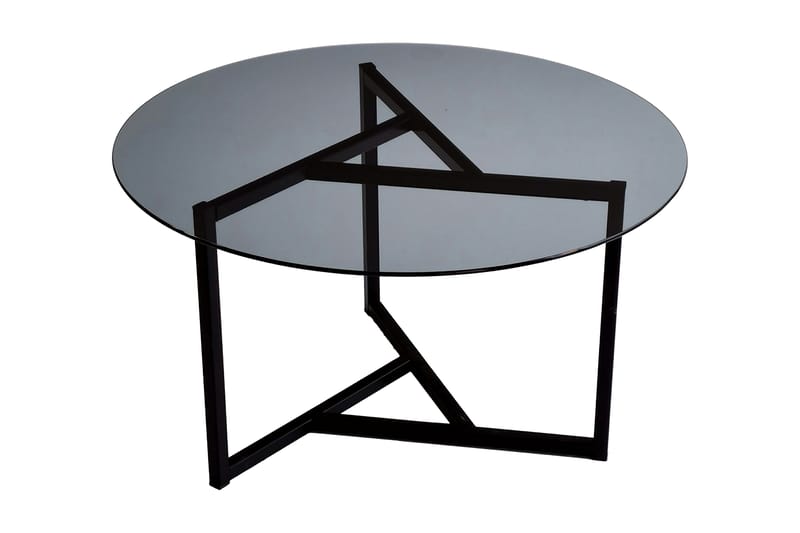 Sabani Sofabord 75 cm Rundt X-formede Ben - Glas/Grå/Sort - Møbler - Borde - Sofabord