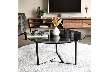 Sabani Sofabord 75 cm Rundt X-formede Ben - Glas/Grå/Sort - Møbler - Borde - Sofabord