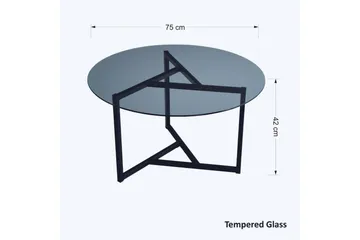 Sabani Sofabord 75 cm Rundt X-formede Ben - Glas/Grå/Sort - Møbler - Borde - Sofabord