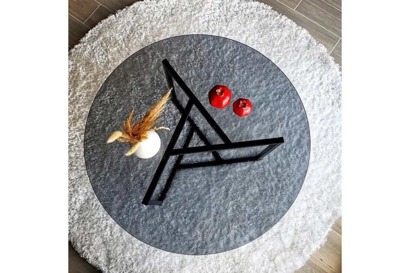 Sabani Sofabord 75 cm Rundt X-formede Ben - Glas/Grå/Sort - Møbler - Borde - Sofabord