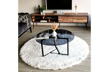 Sabani Sofabord 75 cm Rundt X-formede Ben - Glas/Grå/Sort - Møbler - Borde - Sofabord
