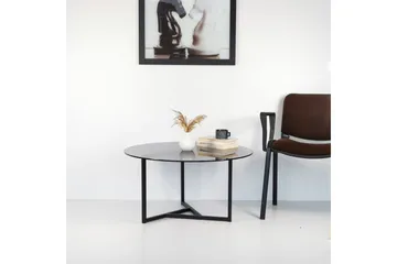 Sabani Sofabord 75 cm Rundt X-formede Ben - Glas/Grå/Sort - Møbler - Borde - Sofabord