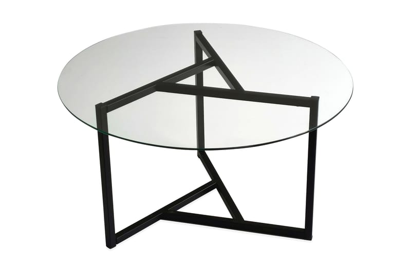 Sabani Sofabord 75 cm Rundt X-formede Ben - Glas/Røgfarvet/Sort - Møbler - Borde - Sofabord