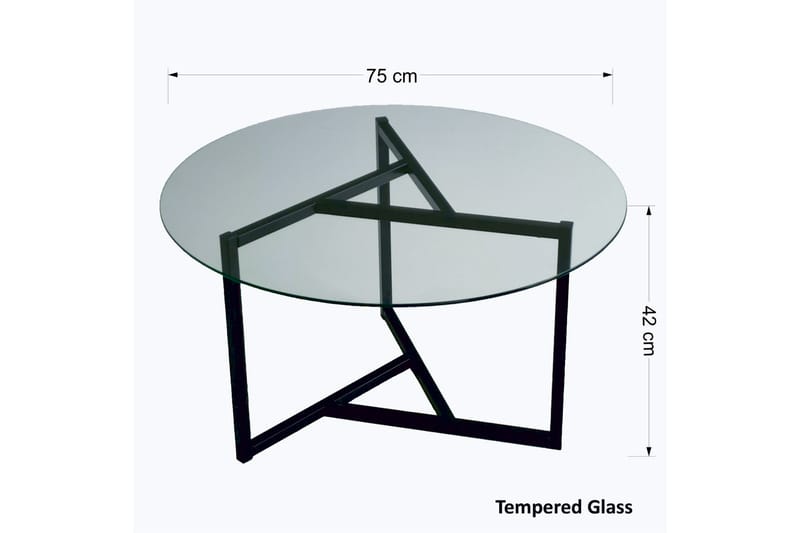 Sabani Sofabord 75 cm Rundt X-formede Ben - Glas/Røgfarvet/Sort - Møbler - Borde - Sofabord