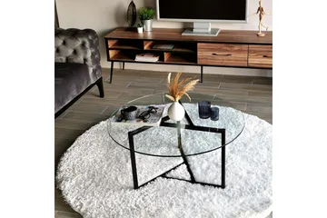 Sabani Sofabord 75 cm Rundt X-formede Ben - Glas/Røgfarvet/Sort - Møbler - Borde - Sofabord