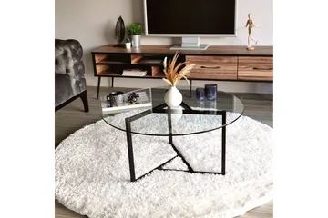 Sabani Sofabord 75 cm Rundt X-formede Ben - Glas/Røgfarvet/Sort - Møbler - Borde - Sofabord