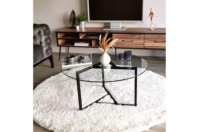 Sabani Sofabord 75 cm Rundt X-formede Ben - Glas/Røgfarvet/Sort - Møbler - Borde - Sofabord