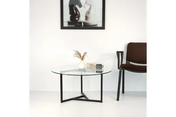 Sabani Sofabord 75 cm Rundt X-formede Ben - Glas/Røgfarvet/Sort - Møbler - Borde - Sofabord