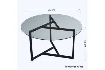 Sabani Sofabord 75 cm Rundt X-formede Ben - Glas/Røgfarvet/Sort - Møbler - Borde - Sofabord