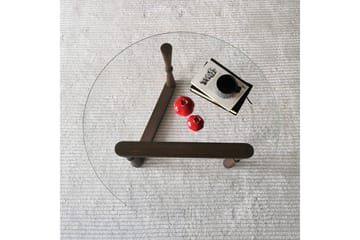Sabani Sofabord 80 cm Rundt Formede Ben - Glas/Valnøddebrun - Møbler - Borde - Sofabord