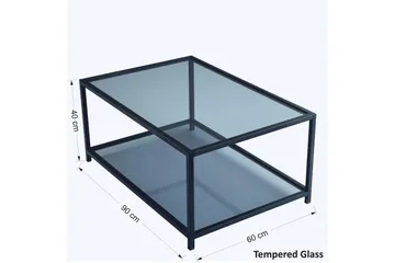 Sabani Sofabord 90 cm med Opbevaringshylde - Glas/Røgfarvet/Sort - Møbler - Borde - Sofabord