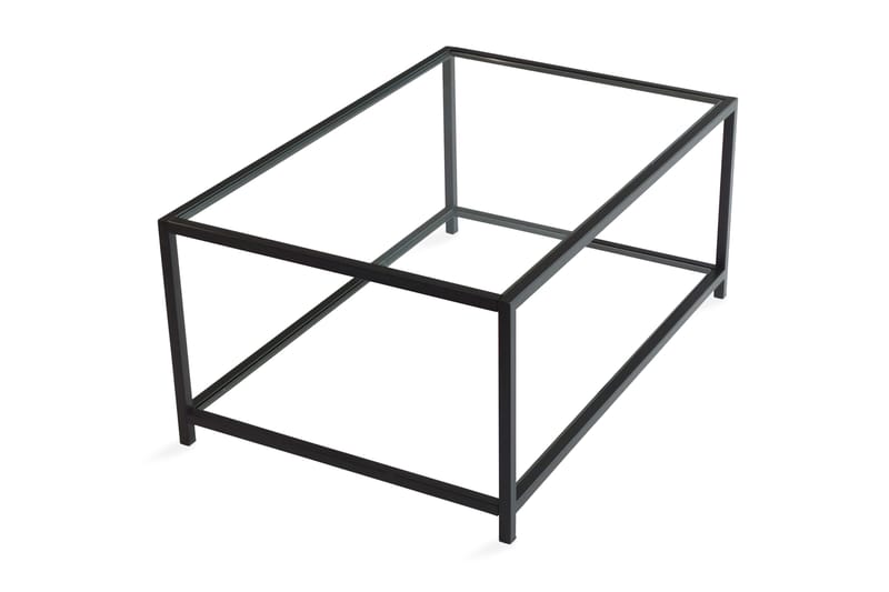Sabani Sofabord 90 cm med Opbevaringshylde - Glas/Sort - Møbler - Borde - Sofabord