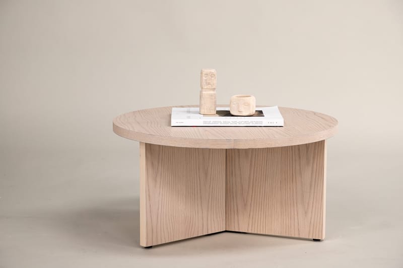 Saltö Rundt Sofabord 85 cm med Krydsben i Træ - Beige - Møbler - Borde - Sofabord