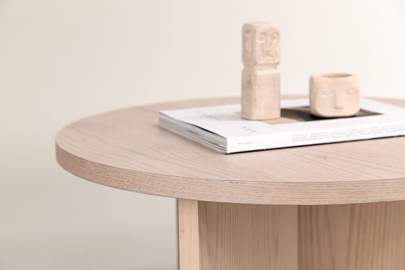 Saltö Rundt Sofabord 85 cm med Krydsben i Træ - Beige - Møbler - Borde - Sofabord