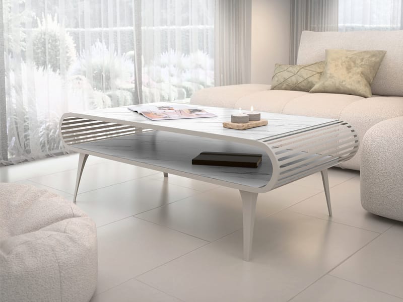 Salvaris Sofabord 120 cm - Beige med hvidt marmorlook - Møbler - Borde - Sofabord