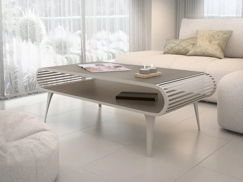 Salvaris Sofabord 120 cm - Beige med lysebrun bordplade - Møbler - Borde - Sofabord