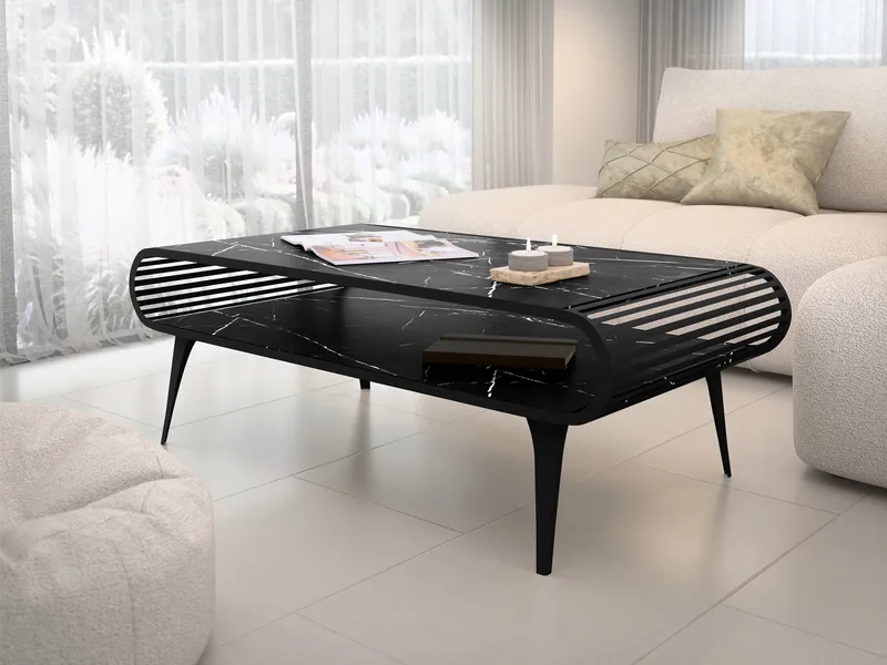 Salvaris Sofabord 120 cm - Sort marmor - Møbler - Borde - Sofabord