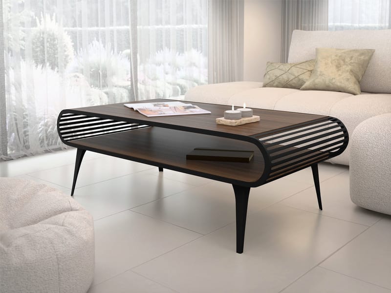 Salvaris Sofabord 120 cm - Sort med brun bordplade - Møbler - Borde - Sofabord