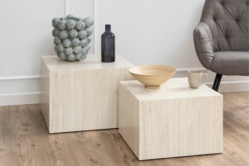 Samon Kvadratisk Sofabord 58 cm i Sten - Beige - Møbler - Borde - Sofabord