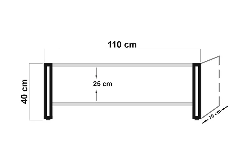 Sapphira Sofabord 110 cm med Opbevaring Hylde - Træ/Sort - Møbler - Borde - Sofabord