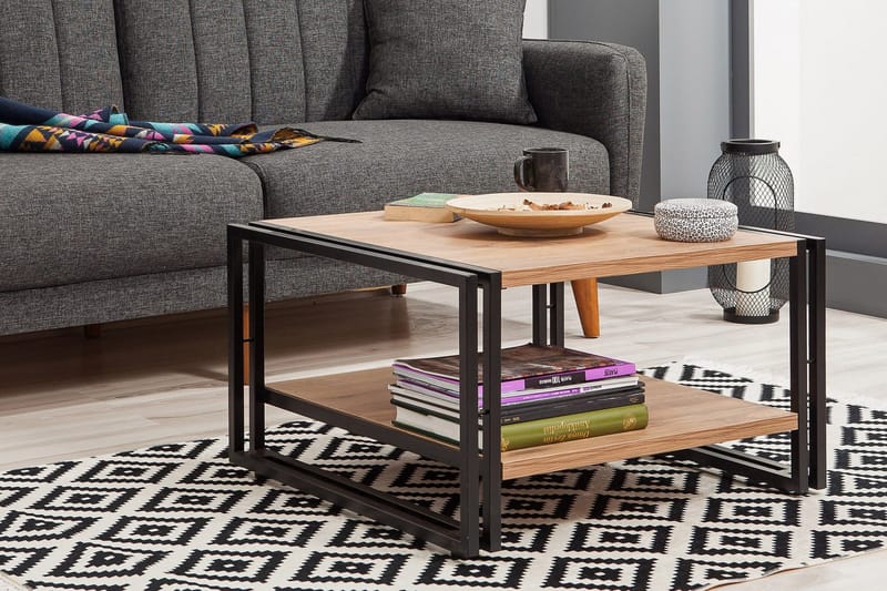 Sapphira Sofabord 70 cm med Opbevaring Hylde - Træ/Sort - Møbler - Borde - Sofabord